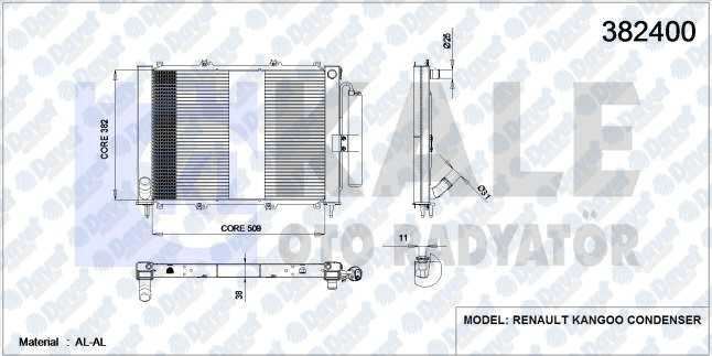 KALE 382400 Modul (Motor Radyator+Kondenser) Kangoo 1.9 Dci 03> (Al/Al) (595x377x40)